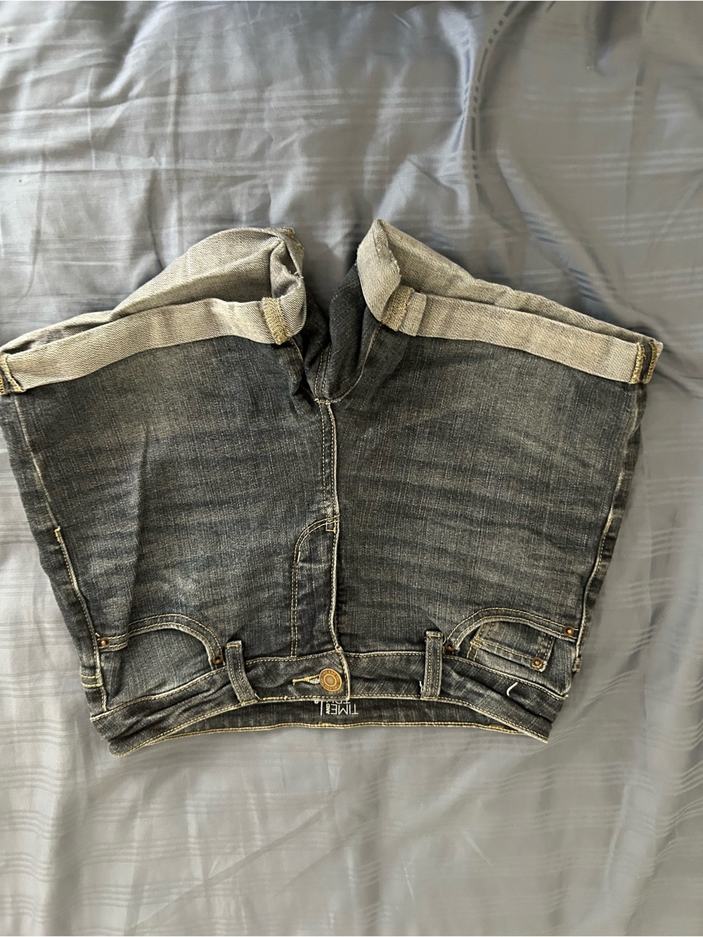 Time and Tru Dark Gray Rolled Cuff Jean Shorts